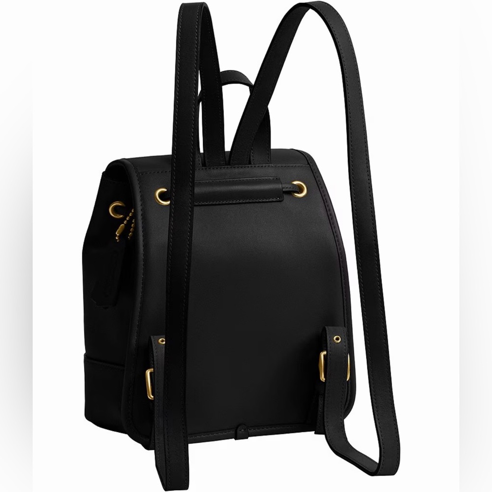 Coach Glovetanned Leather Turnlock Backpack- Black - Picture 4 of 4